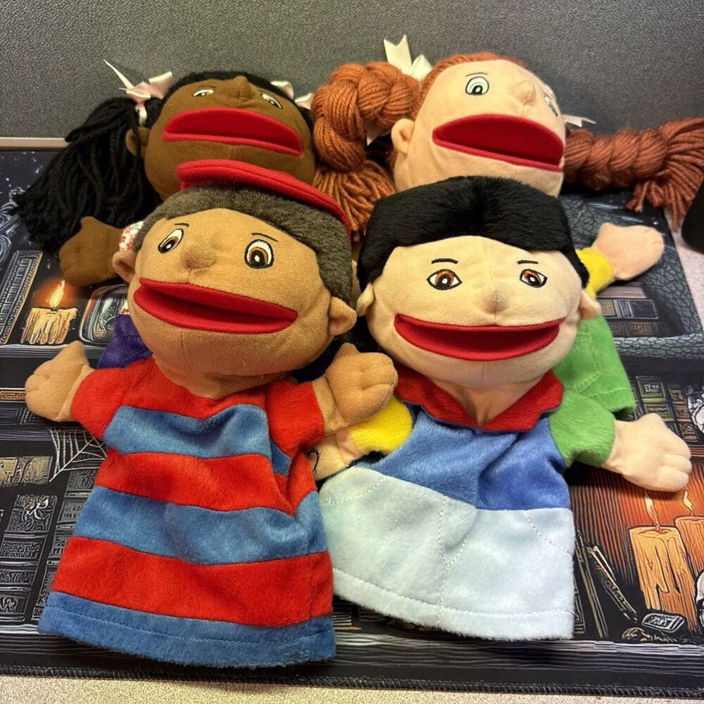 Lakeshore Let's Talk Kid Hand Puppet Classroom Learning Lot of 4